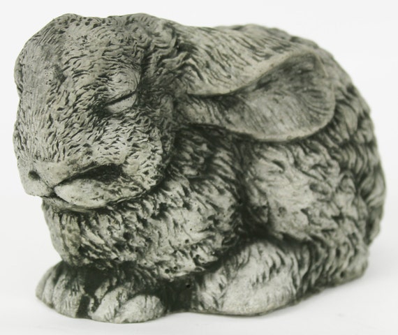 Sleeping Bunny Concrete Garden Statue Cement Animal Figure