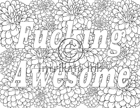 Fucking Awesome Swear Coloring Page sweary Swear by IntrikateInk