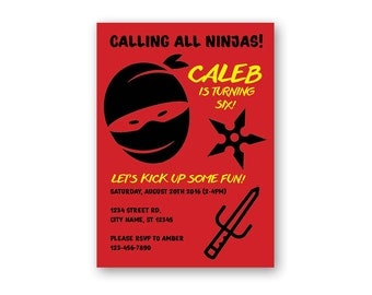 Ninja Warrior Invitation - Ninja Birthday Invitation - Ninja Warrior Birthday Party Invitation - Personalized Invite