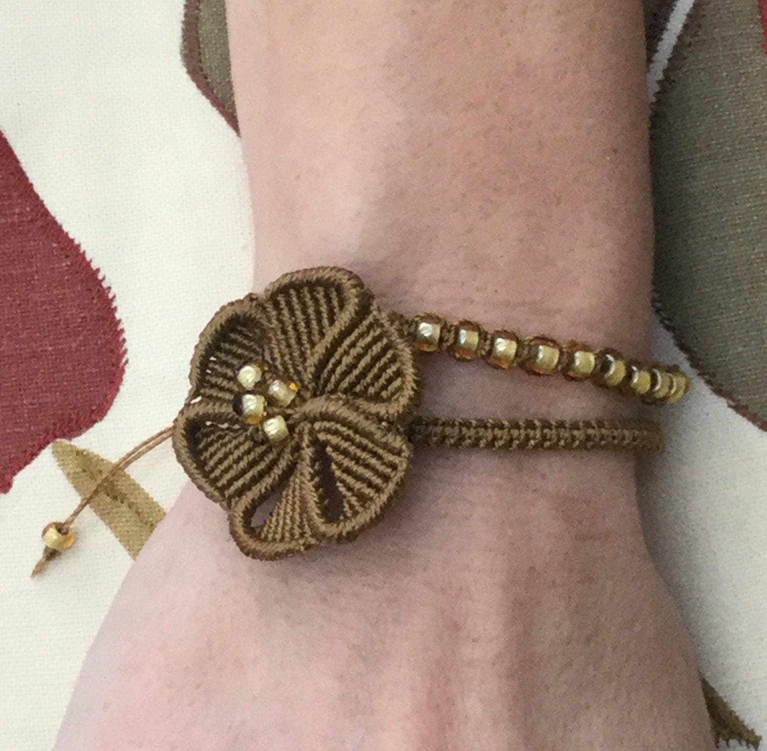 Pick Your Colour Macrame Flower Bracelet by PrettyKnotsnBeads on Etsy