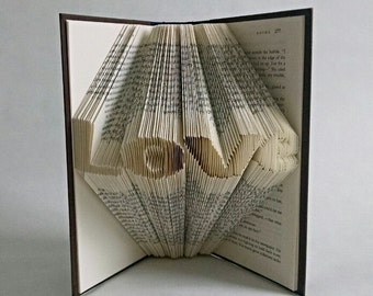 Creative Gift Ideas For Boyfriend - Long Distance Boyfriend Gift - Anniversary Gift - Folded Book Art Featuring the Word Love - Book Decor