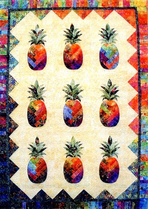 Items similar to SUNSHINE PINEAPPLE QUILT Pattern Uses Fabric Scraps