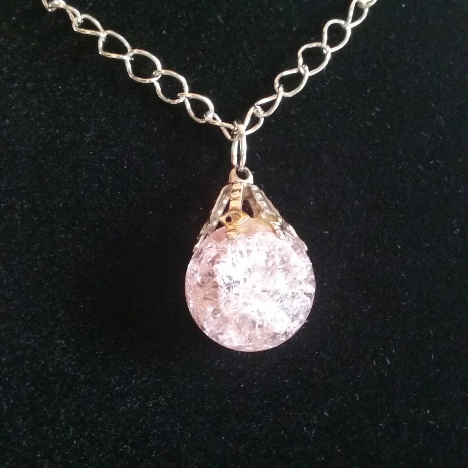 Rose quartz crystal ball necklace by paggancharms on Etsy