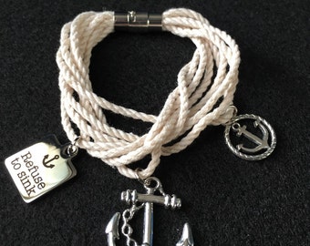 Anchor Rope Bracelet w Charms