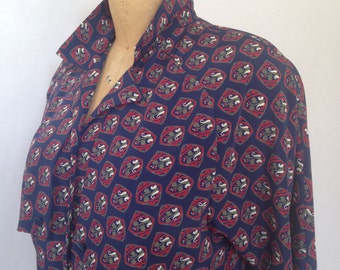 1980s print band bottom blouse by LIZ ROBERTS