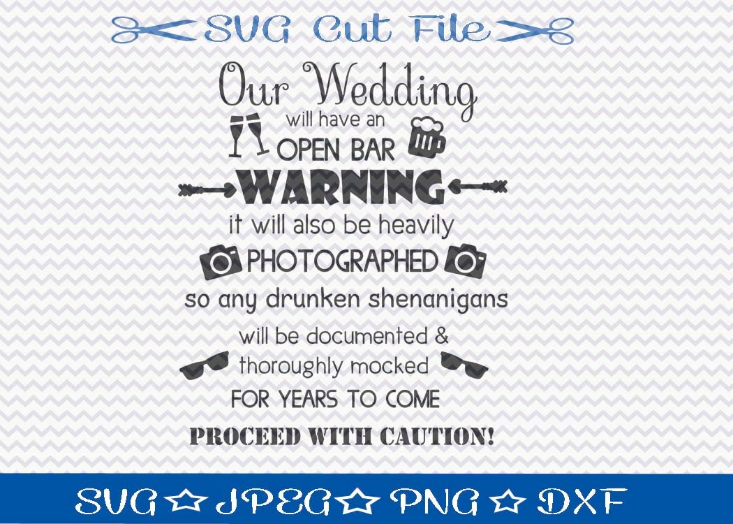 Download Wedding Open Bar Sign SVG File / SVG Cut File / SVG Download