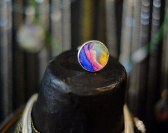 Ring round dream fantasy adjustable, silver, diameter image: 2 cm