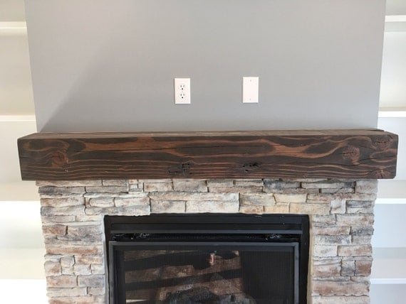 SOLID Wood Floating Fireplace Mantel Rustic By WoodMetalandBeyond