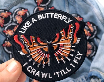 Like a Butterfly Patch by Life Club - Patch denim jacket patch, butterfly patch, butterflies, embroidered patch, punk patch, butterfly wings