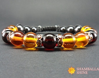 Honey amber jewelry Amber women bracelet Healing power bracelet Happiness gemstone Dark amber beads bracelet Amber gemstone Valentines day