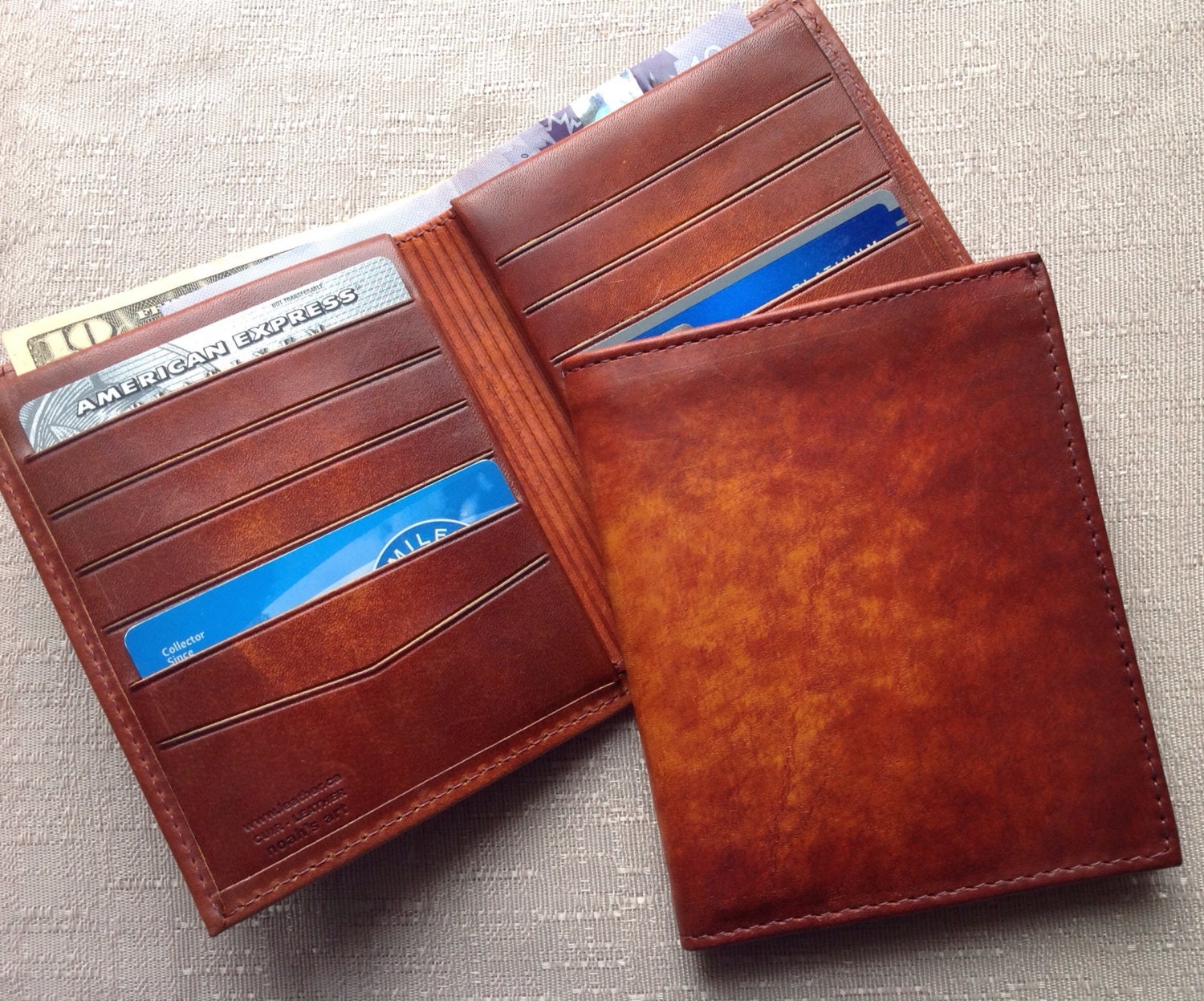 leather wallet Horween leather 12 credit card by Noahsartleather2