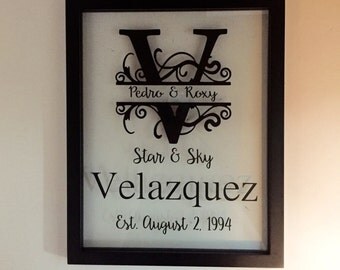 Family Established Sign, Personalized Picture Frame, Family, Anniversary Gift, Wife Birthday Gift, Family Name Sign, Family Tree