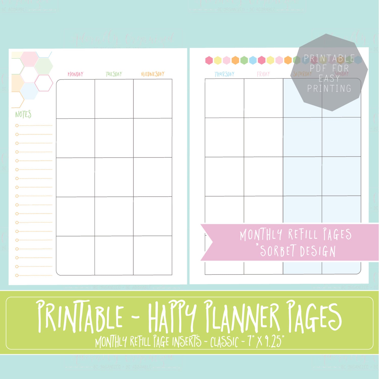 HAPPY PLANNER PRINTABLE Monthly Planner Refills Inserts 7