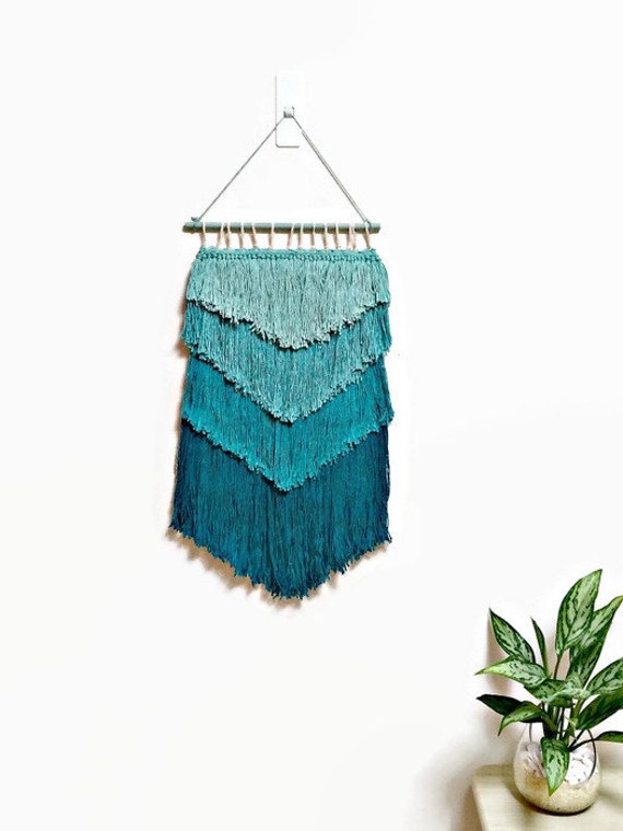 Made to Order Woven Wall Hanging Teal Ombre Handwoven