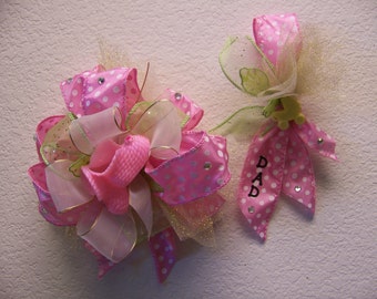 Mom and Dad To Be Ribbon Corsage Set