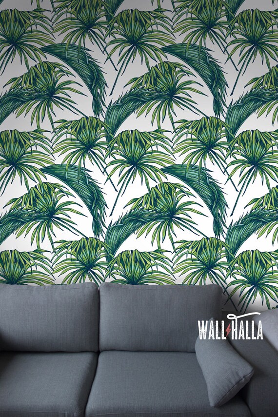 Sans soudure auto adhésif feuilles motif papier peint par wallhalla Papier peint motif tropical