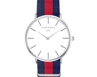 Men Watch > Red-Blue & Silver > Modern Shape > Elegant > Classic > Quartz