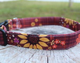 Sunflower Dog Collar - Fall Dog Collar - Autumn Dog Collar - Fall Dog Harness - Fall Dog Leash - Leaves Dog Collar - Sunflower Leash