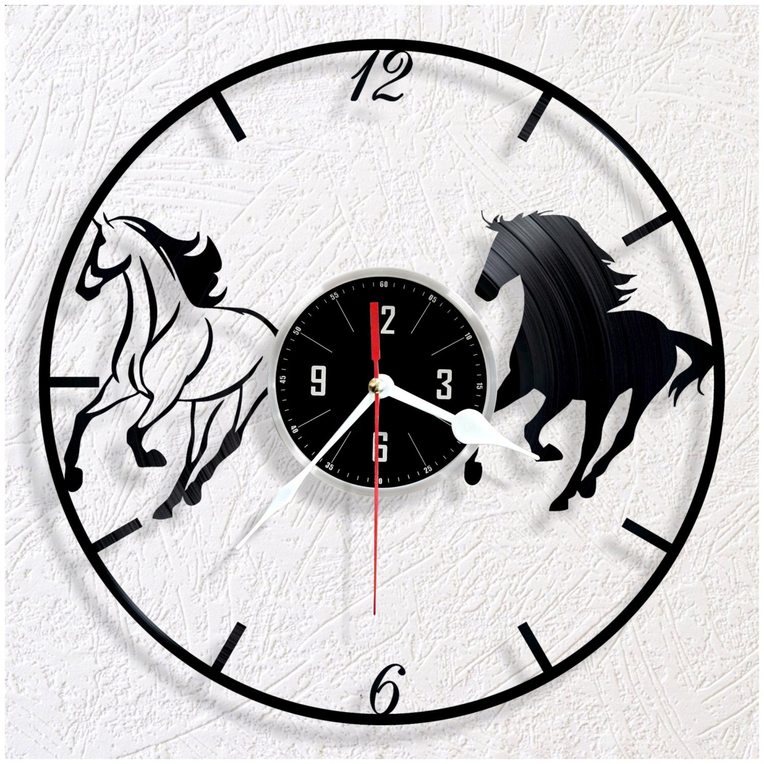 Vinyl wall clock Horses