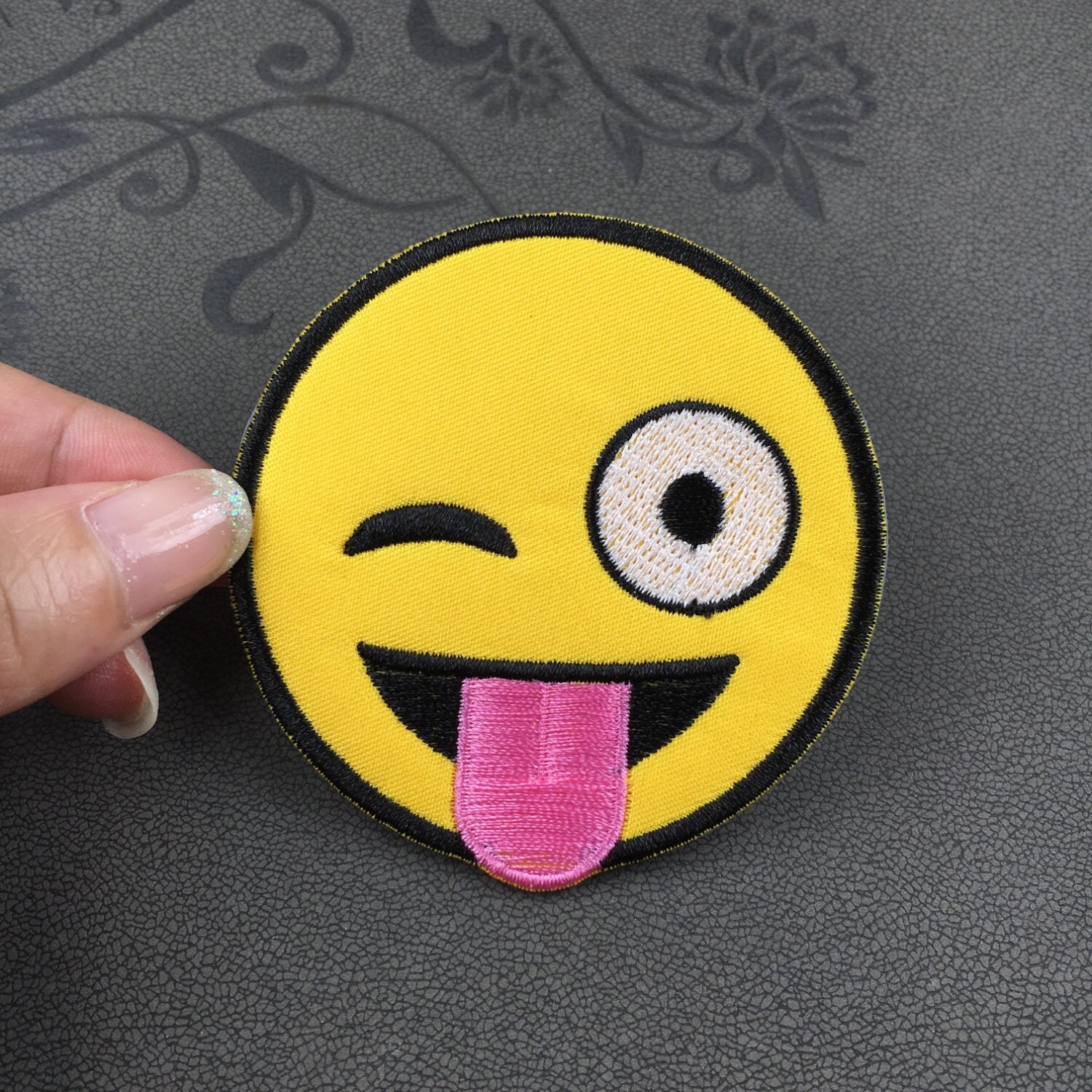 cute close eye emoticon patch iphone emoticon by Perfecthandwork