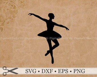 BALLERINA SVG File, Digital Ballerina Silhouette Image Svg Dxf, Eps, Png Files, Ballerina Silhouette Studio Files, Cricut, Ballerina Clipart