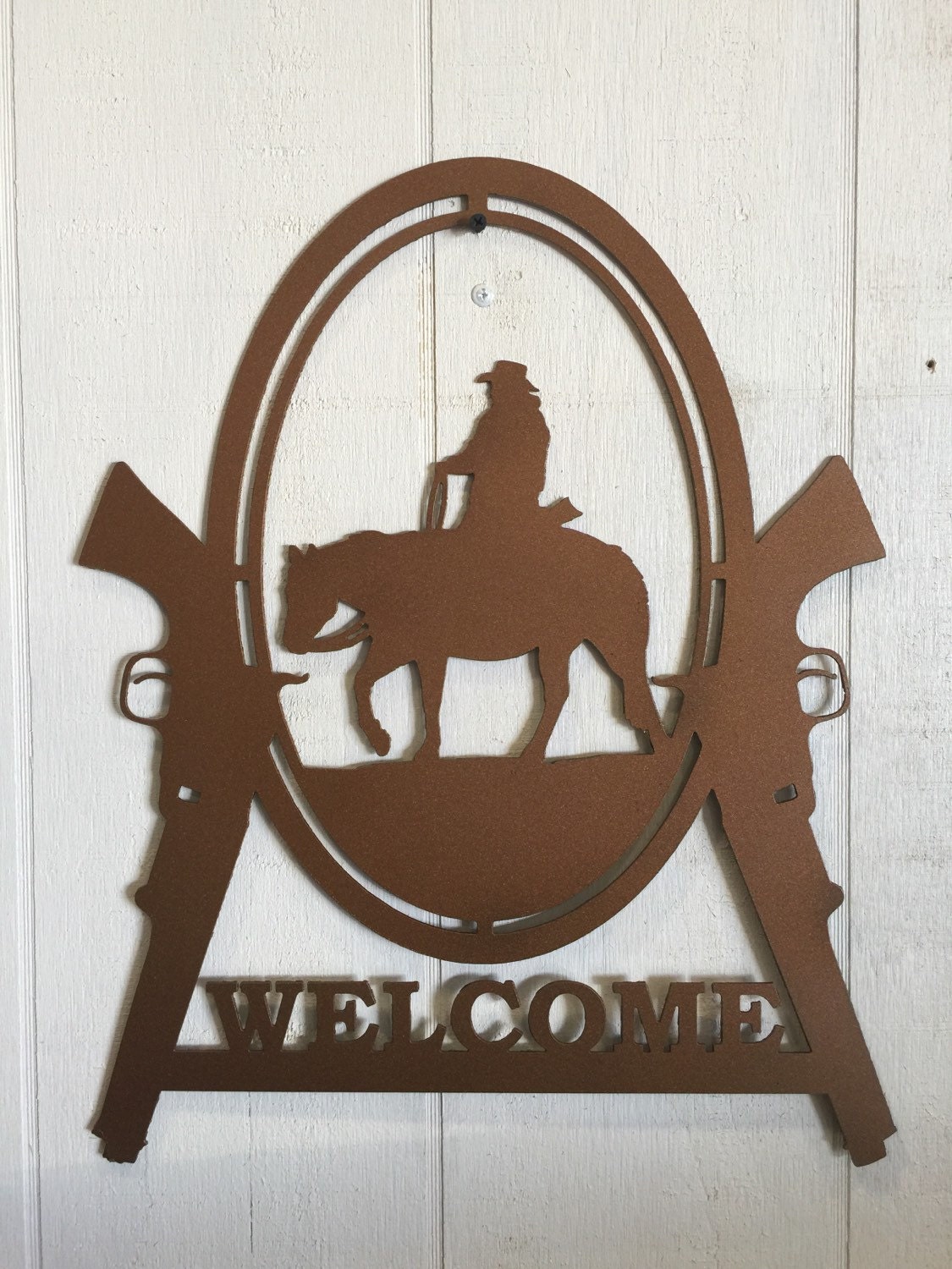 Cowboy Welcome Metal Sign
