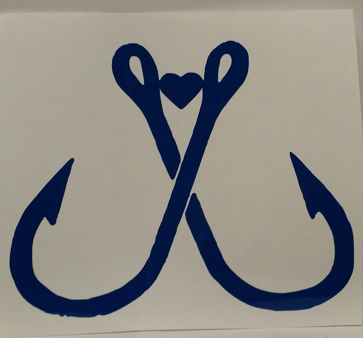 Fish Hooks and Heart Decal Vinyl Decal Yeti Decal Car