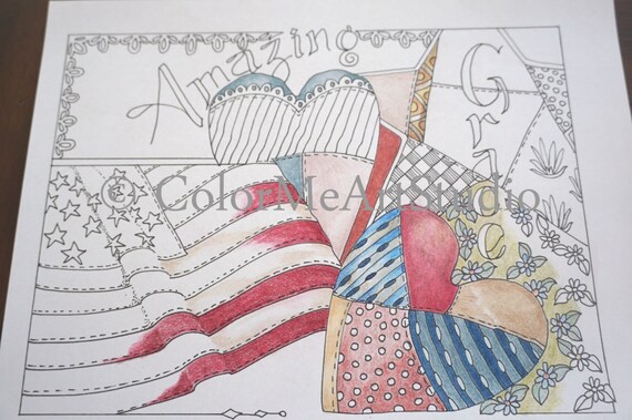 Americana Coloring Page Adult Coloring Page Stars and