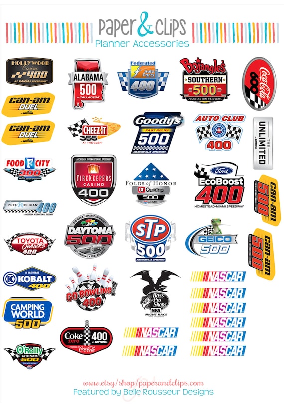 36 2017 Nascar Racing Logo Stickers By Paperandclips On Etsy 37A