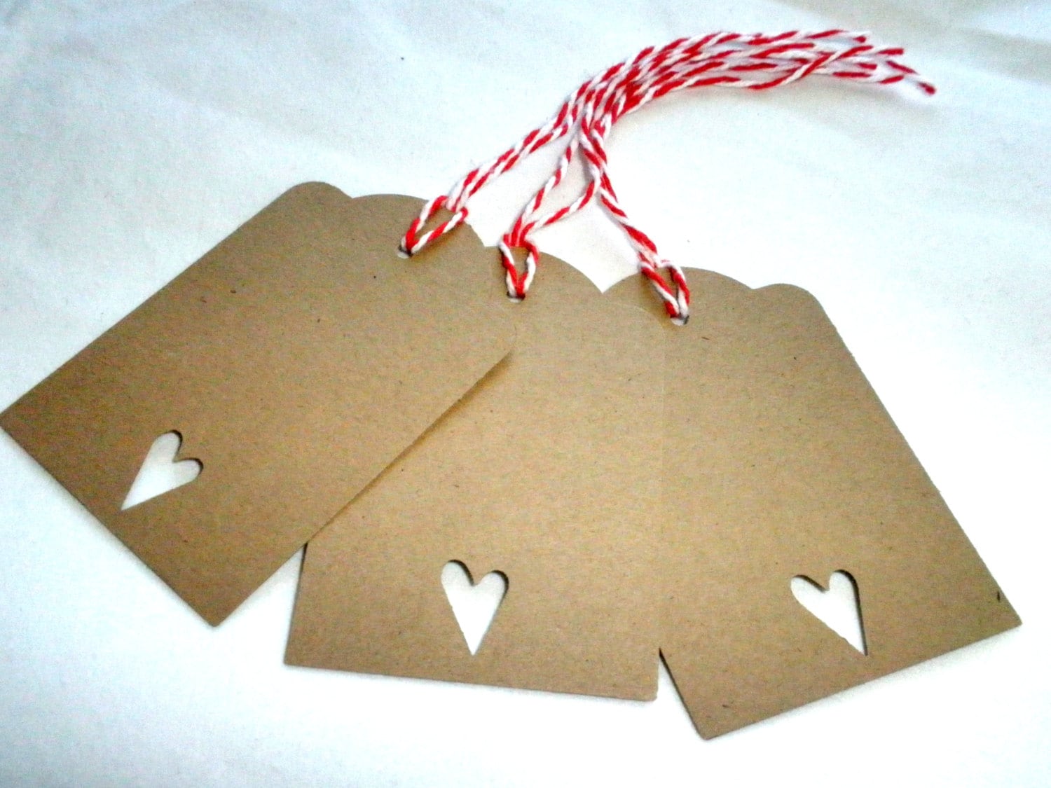 HEART Gift Tags in Brown Kraft Paper Set of 12