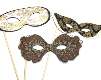 Photo Booth Props - 3PC Masquerade Masks Photo Booth Props