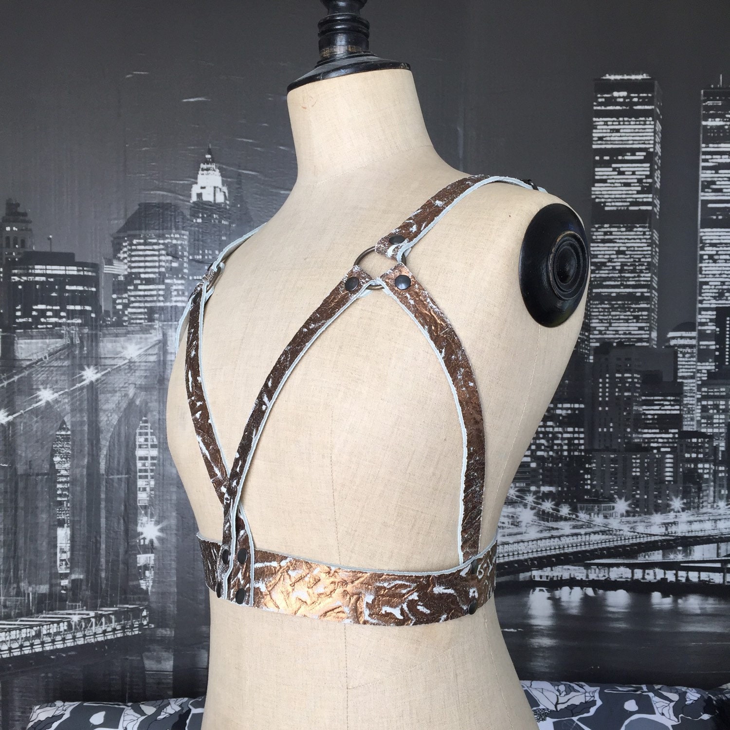 Leather harness belt BDSM harness leather adjudtable harness