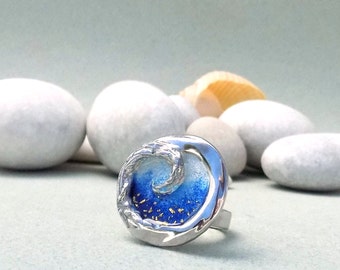 Ocean wave ring | Etsy