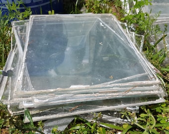 Antique vintage old glass panes from window