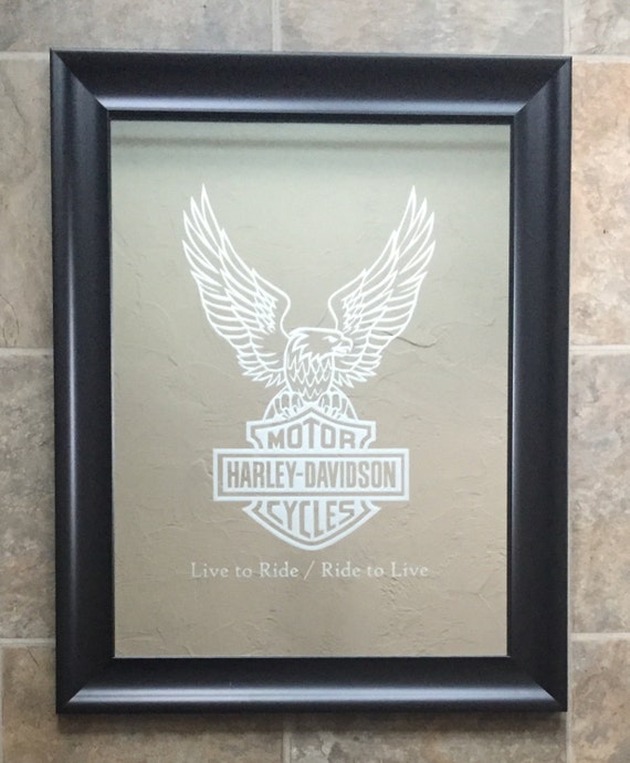 Harley Davidson Mirror by SeaCoastEtching on Etsy