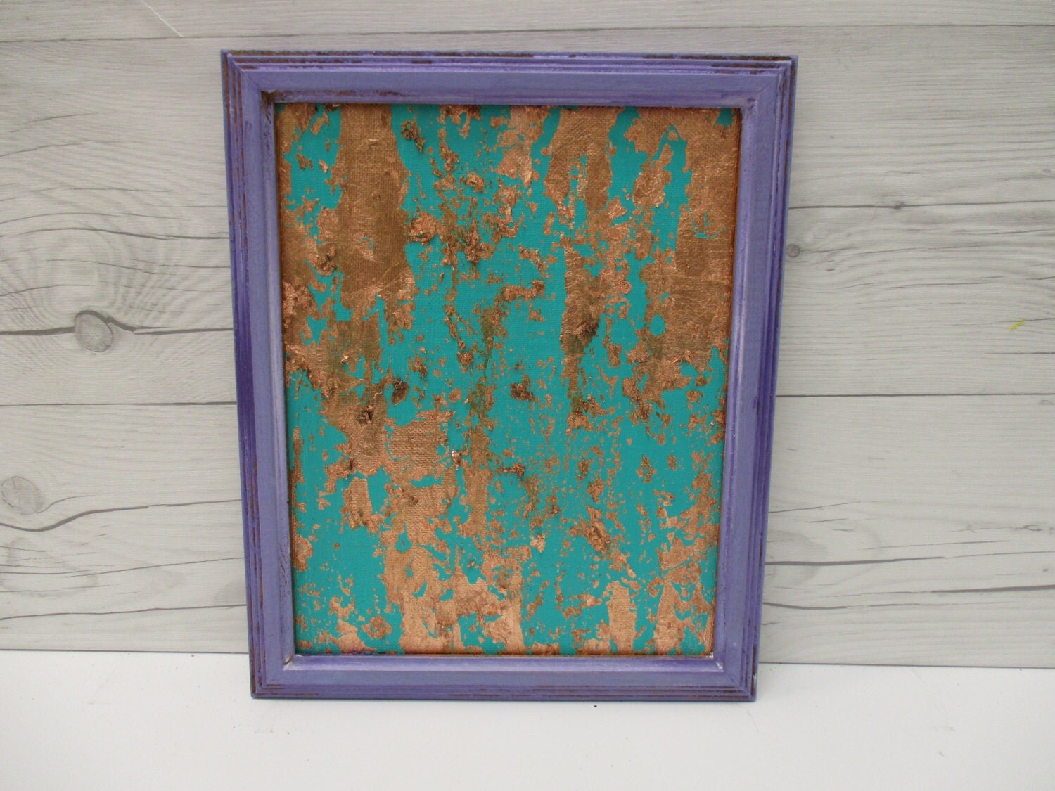 Framed Art Copper Painting Copper Leaf Green Wall Art