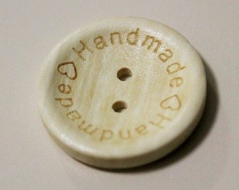 Wooden Buttons-Handmade light wood buttons-Handmade with love buttons-craft buttons-Set of 50 buttons