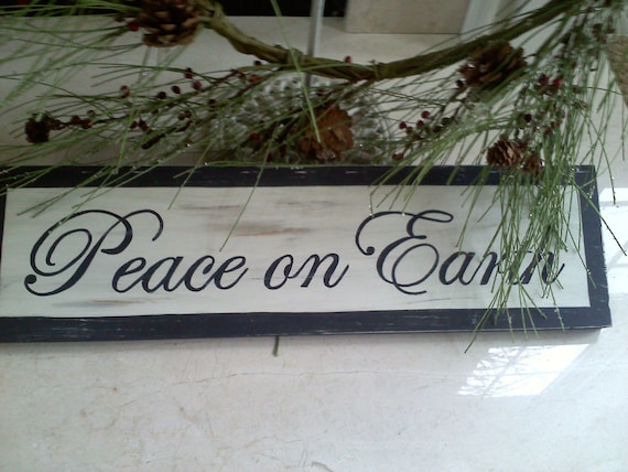 Hand painted Christmas Sign/Wooden Christmas Sign/Holiday Decor/Christmas Sign /Wood Sign/ Holiday Sign/ Peace On Earth Sign