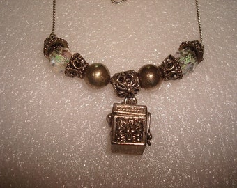 Silver Beaded Pandoras Box Chain Necklace