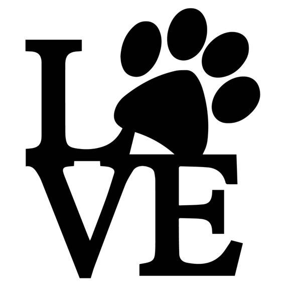 Download Items similar to Love dog paw decal on Etsy