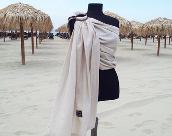 Summer Ring Sling Baby Ring Sling Baby Sling Linen Softened Baby Carrier Wrap Conversion Newborn Toddler Infant Carrier Ring Sling Beige