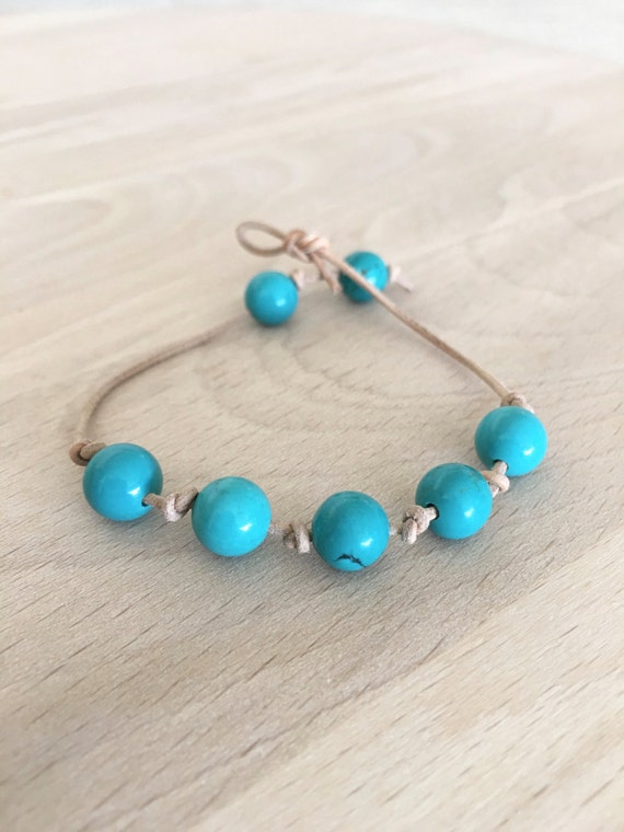 Handmade Turquoise Bracelet December Birthstone by BabyStepsNGems