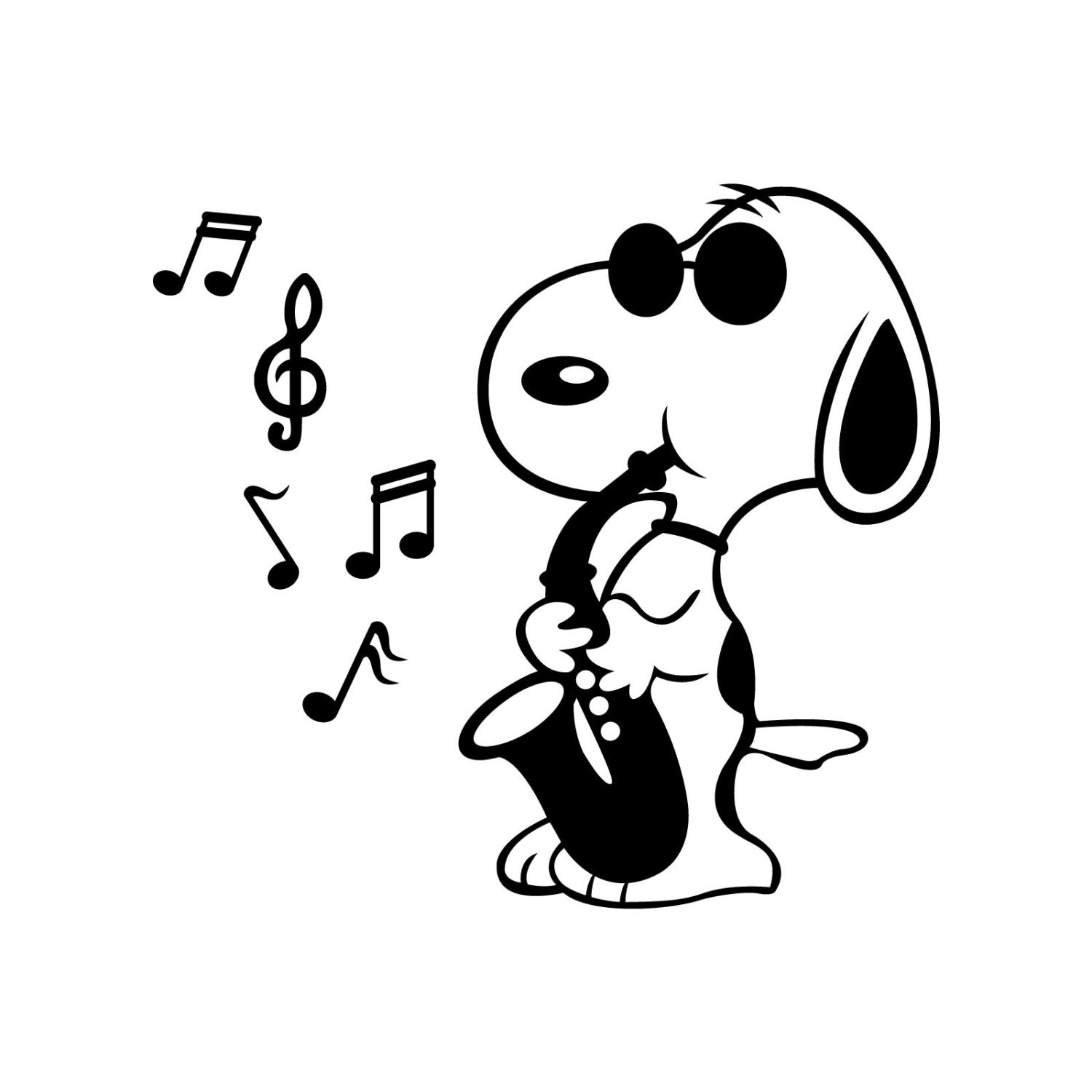 Snoopy with Saxophone decal vinyl window by SunshineStickers4you