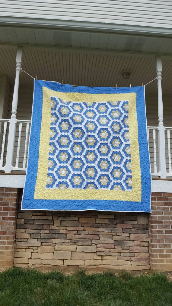 Hand pieced Handmade Queen Size Quilt by on Etsy