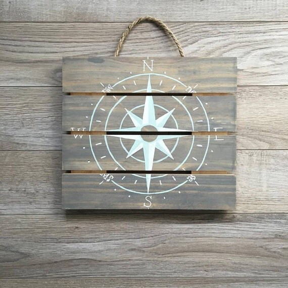 Seafoam mint nautical compass wood wooden by NourishYourPassions