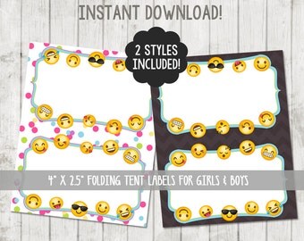 Printable Emoji Food Tent Labels Emoji Food Labels Emoji Party Emoji Tent Cards Emoji Birthday Emoji Party Printable Folding Label Cards