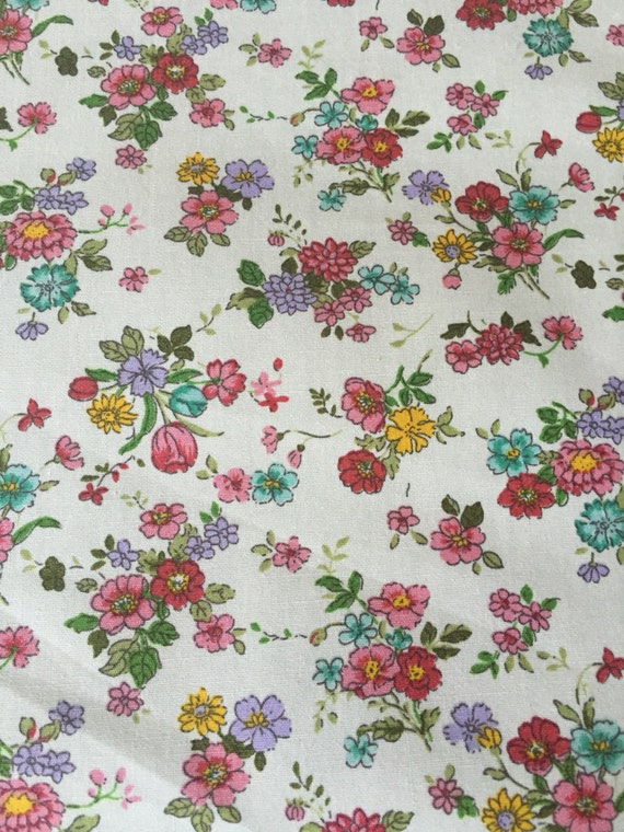 Pink floral fabric Rose and Hubble 100% cotton poplin