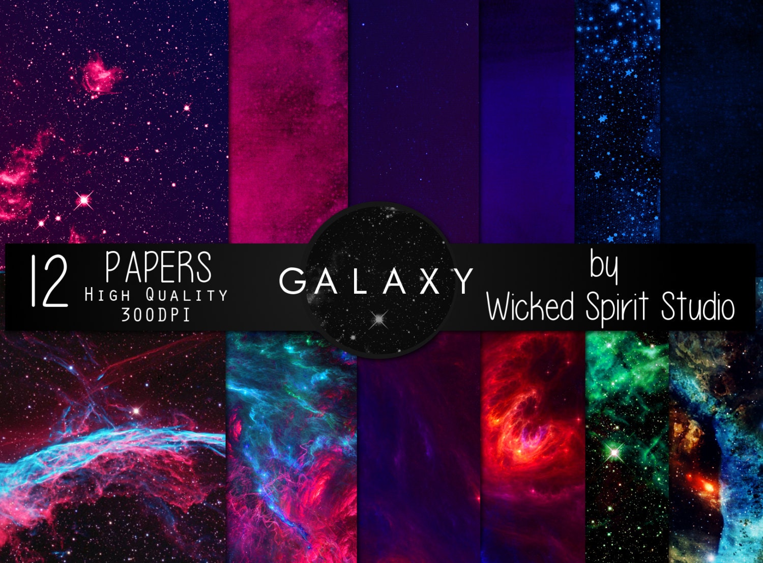 galaxy scrapbook paper set instant download printable diy