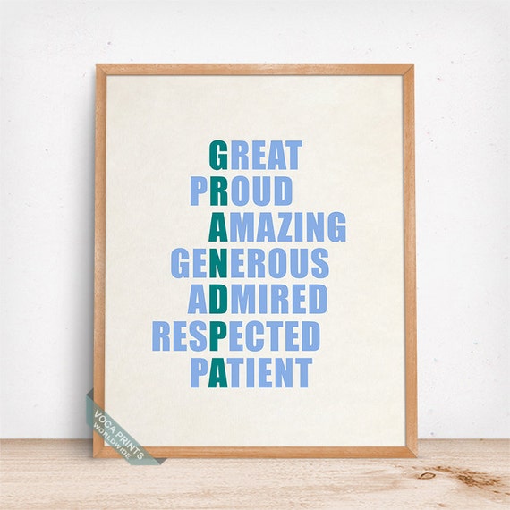 Grandpa Print Lettering Poster Grandpa Words Grandpa