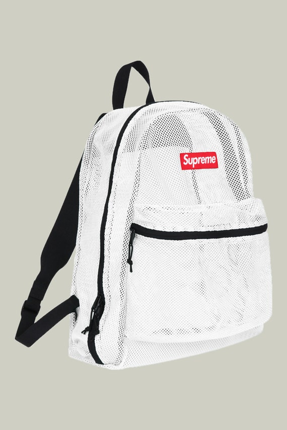 Supreme Logo Mesh Backpack White NEW SS16 100% by ShopJustVu